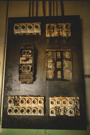A classic electrical switchboard